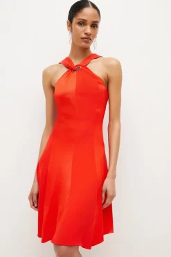 Buy ❤️ Karen Millen Satin Back Crepe Eyelet Short Mini 👗 Dress ✨