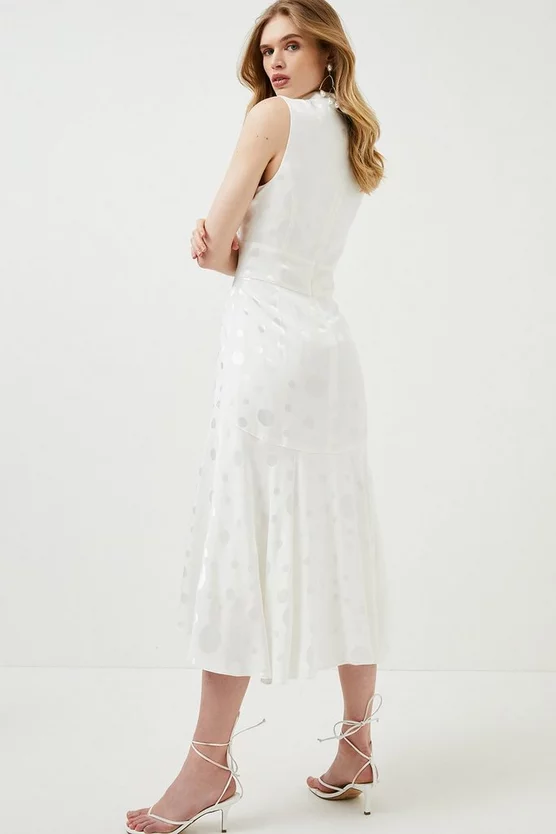 Wholesale โค๏ธ Karen Millen Spot Jacquard Hi Low Midi ๐ Dress - ivory ๐ฅฐ 5 Wholesale โค๏ธ Karen Millen Spot Jacquard Hi Low Midi ๐ Dress - ivory ๐ฅฐ - Image 3