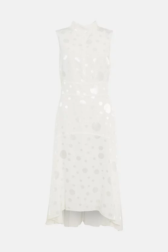 Wholesale โค๏ธ Karen Millen Spot Jacquard Hi Low Midi ๐ Dress - ivory ๐ฅฐ 6 Wholesale โค๏ธ Karen Millen Spot Jacquard Hi Low Midi ๐ Dress - ivory ๐ฅฐ - Image 4