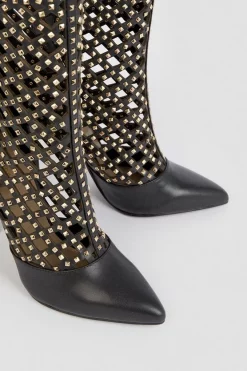 Best Sale ❤️ Karen Millen Leather Studded Caged Ankle Boot 🤩 -Occasionwear Popular Store bkk03280 black xl 4