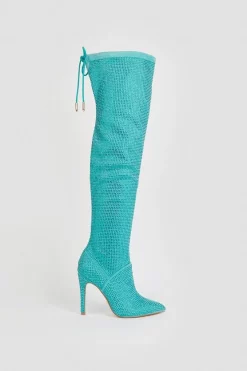 Wholesale ❤️ Karen Millen Suede Over The Knee Embellished Boot 🤩 -Occasionwear Popular Store bkk03290 aqua xl 2