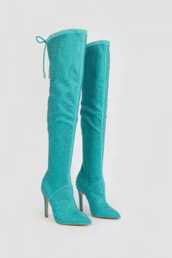 Wholesale ❤️ Karen Millen Suede Over The Knee Embellished Boot 🤩 -Occasionwear Popular Store bkk03290 aqua xl 3