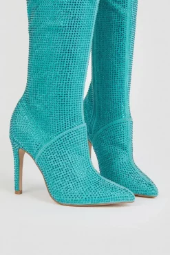 Wholesale ❤️ Karen Millen Suede Over The Knee Embellished Boot 🤩 -Occasionwear Popular Store bkk03290 aqua xl 4