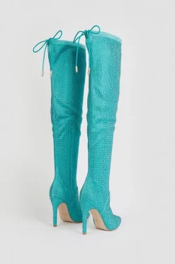 Wholesale ❤️ Karen Millen Suede Over The Knee Embellished Boot 🤩 -Occasionwear Popular Store bkk03290 aqua xl 5