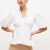 Coupon 🛒 Karen Millen Petite Cotton Broderie Woven Blouse - white 💯