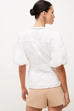 Coupon 🛒 Karen Millen Petite Cotton Broderie Woven Blouse - white 💯 -Occasionwear Popular Store bkk03353 white xl 2