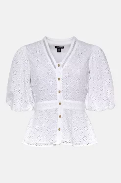 Brand new ✨ Karen Millen Cotton Broderie Woven Blouse - white 😉 -Occasionwear Popular Store bkk03354 white xl 3