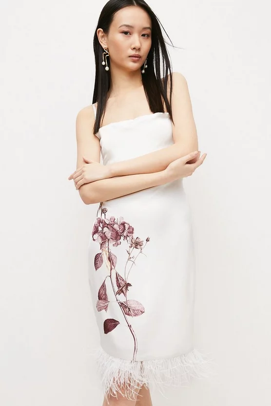 Hot Sale ๐ Karen Millen Petite Hydrangea Flower Print Feather Hem Midi ๐ Dress - ivory ๐ 4 Hot Sale ๐ Karen Millen Petite Hydrangea Flower Print Feather Hem Midi ๐ Dress - ivory ๐ - Image 2