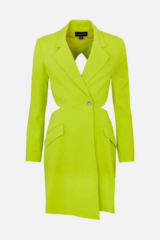 Cheap 😉 Karen Millen Compact Viscose Cut Out Back Blazer Mini 👗 Dress 👏 6 Cheap 😉 Karen Millen Compact Viscose Cut Out Back Blazer Mini 👗 Dress 👏 - Image 4