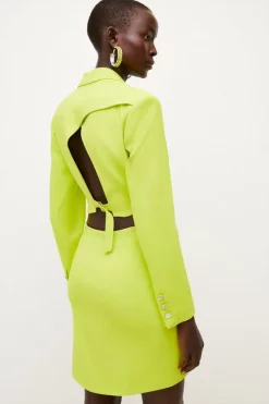 Cheap 😉 Karen Millen Compact Viscose Cut Out Back Blazer Mini 👗 Dress 👏 14 Cheap 😉 Karen Millen Compact Viscose Cut Out Back Blazer Mini 👗 Dress 👏 -Occasionwear Popular Store bkk03368 lime xl 5
