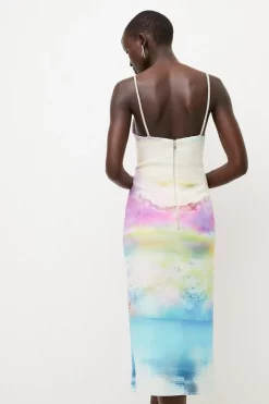 Discount 💯 Karen Millen Photographic Ombre Diamante Trim Midi 👗 Dress - multi 👏 -Occasionwear Popular Store bkk03373 multi xl 2