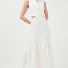 Discount 😀 Karen Millen Petite Linen Cut Out Maxi 👗 Dress - ivory 🤩 -Occasionwear Popular Store bkk03390 ivory xl