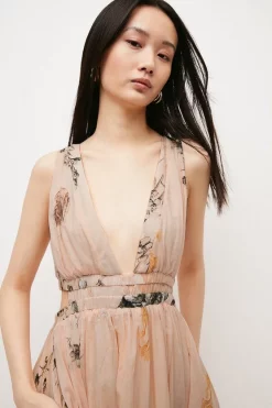 Coupon 🛒 Karen Millen Blush Botanical Border Print Silk Cotton Maxi 👗 Dress - pink 😉 -Occasionwear Popular Store bkk03391 pink xl 2