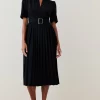 Deals ✨ Karen Millen Structured Crepe Forever Pleat Belted Midi 👗 Dress 🛒 2 Deals ✨ Karen Millen Structured Crepe Forever Pleat Belted Midi 👗 Dress 🛒 -Occasionwear Popular Store bkk03446 black xl