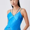 Buy ✨ Karen Millen Textured Satin Lace Hem Woven Cami 🤩 -Occasionwear Popular Store bkk03521 blue xl