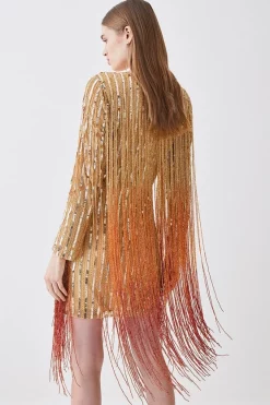 Flash Sale ๐ Karen Millen Beaded Fringed Woven Mini ๐ Dress ๐งจ 11 Flash Sale ๐ Karen Millen Beaded Fringed Woven Mini ๐ Dress ๐งจ -Occasionwear Popular Store bkk03536 gold xl 2
