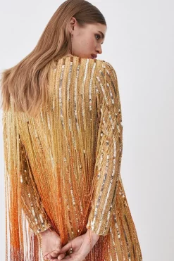 Flash Sale ๐ Karen Millen Beaded Fringed Woven Mini ๐ Dress ๐งจ 14 Flash Sale ๐ Karen Millen Beaded Fringed Woven Mini ๐ Dress ๐งจ -Occasionwear Popular Store bkk03536 gold xl 5