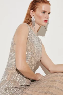 Flash Sale 💯 Karen Millen Crystal Embellished Halter Maxi 👗 Dress - nude 🔥 10 Flash Sale 💯 Karen Millen Crystal Embellished Halter Maxi 👗 Dress - nude 🔥 -Occasionwear Popular Store bkk03546 nude xl 1