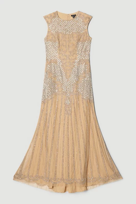 Flash Sale 💯 Karen Millen Crystal Embellished Halter Maxi 👗 Dress - nude 🔥 6 Flash Sale 💯 Karen Millen Crystal Embellished Halter Maxi 👗 Dress - nude 🔥 - Image 4