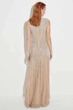 Flash Sale 💯 Karen Millen Crystal Embellished Halter Maxi 👗 Dress - nude 🔥 14 Flash Sale 💯 Karen Millen Crystal Embellished Halter Maxi 👗 Dress - nude 🔥 -Occasionwear Popular Store bkk03546 nude xl 5