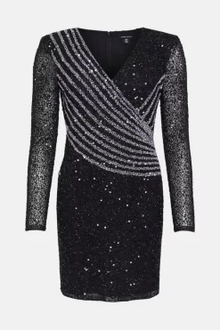 Best reviews of 💯 Karen Millen Crystal Embellished Draped Front Mini 👗 Dress 🧨 -Occasionwear Popular Store bkk03547 black xl 3