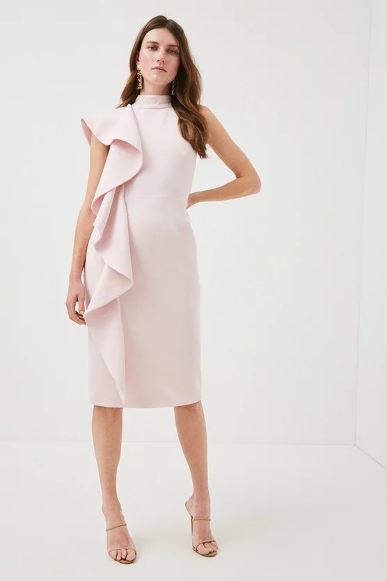 Budget ๐ Karen Millen Structure Crepe Frill Detail Tailored Midi ๐ Dress - blush ๐คฉ 3 Budget ๐ Karen Millen Structure Crepe Frill Detail Tailored Midi ๐ Dress - blush ๐คฉ