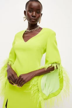 Flash Sale 🤩 Karen Millen Soft Tailored Full Sleeve Feather Mini 👗 Dress 😉 -Occasionwear Popular Store bkk03572 lime xl 1