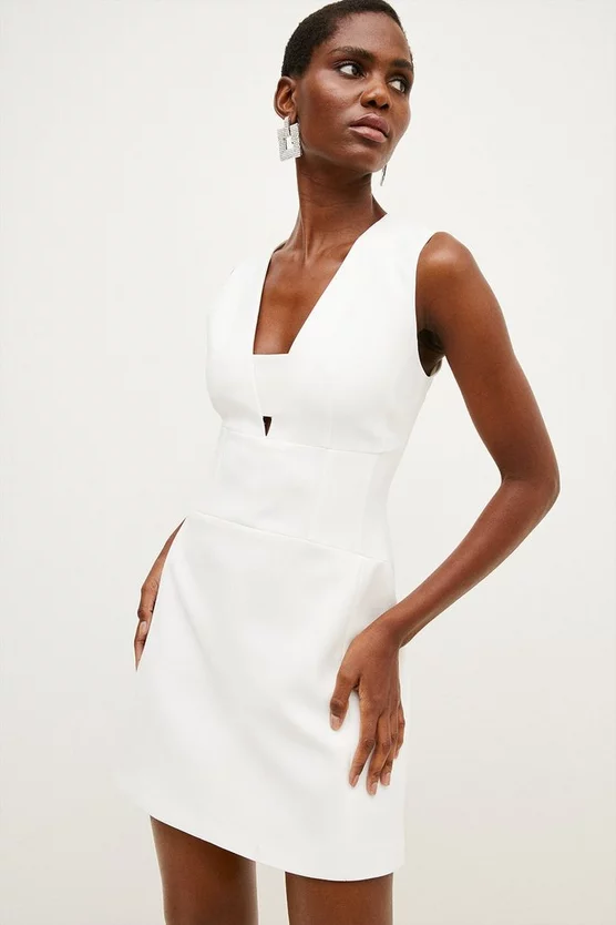 Brand new 😉 Karen Millen Compact Stretch Corset Waist Mini 👗 Dress - ivory 🤩 4 Brand new 😉 Karen Millen Compact Stretch Corset Waist Mini 👗 Dress - ivory 🤩 - Image 2
