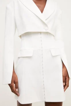 Buy ⭐ Karen Millen Compact Stretch Corset Waist Blazer Mini 👗 Dress - ivory 🌟 -Occasionwear Popular Store bkk03605 ivory xl 1