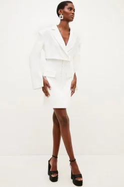 Buy ⭐ Karen Millen Compact Stretch Corset Waist Blazer Mini 👗 Dress - ivory 🌟 -Occasionwear Popular Store bkk03605 ivory xl 2