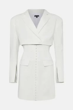 Buy ⭐ Karen Millen Compact Stretch Corset Waist Blazer Mini 👗 Dress - ivory 🌟 -Occasionwear Popular Store bkk03605 ivory xl 3