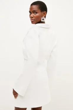 Buy ⭐ Karen Millen Compact Stretch Corset Waist Blazer Mini 👗 Dress - ivory 🌟 -Occasionwear Popular Store bkk03605 ivory xl 4