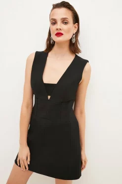 Wholesale 🥰 Karen Millen Compact Stretch Satin Panel Mini 👗 Dress ✨ -Occasionwear Popular Store bkk03608 black xl 1
