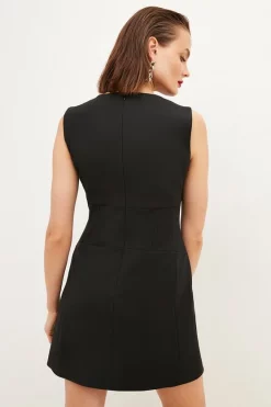 Wholesale 🥰 Karen Millen Compact Stretch Satin Panel Mini 👗 Dress ✨ -Occasionwear Popular Store bkk03608 black xl 2