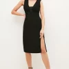 Wholesale 🎉 Karen Millen Compact Stretch Satin Panel Pencil Midi 👗 Dress - black 👏 -Occasionwear Popular Store bkk03611 black xl