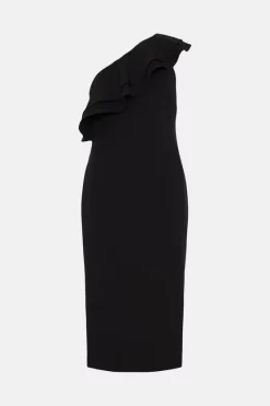 Budget 🌟 Karen Millen Structured Crepe One Shoulder Midi 👗 Dress ⌛ -Occasionwear Popular Store bkk03627 black xl 3