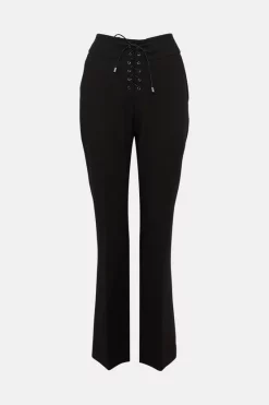 Deals ⭐ Karen Millen Compact Stretch Lace Up Wide Leg Trouser ✨ -Occasionwear Popular Store bkk03643 black xl 3