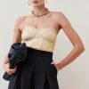 Cheap 🥰 Karen Millen Foiled Bandage Bustier Knit Top 🎉 2 Cheap 🥰 Karen Millen Foiled Bandage Bustier Knit Top 🎉 -Occasionwear Popular Store bkk03652 gold xl