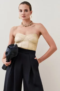 Cheap 🥰 Karen Millen Foiled Bandage Bustier Knit Top 🎉