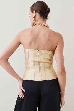 Cheap ๐ฅฐ Karen Millen Foiled Bandage Bustier Knit Top ๐ 9 Cheap ๐ฅฐ Karen Millen Foiled Bandage Bustier Knit Top ๐ -Occasionwear Popular Store bkk03652 gold xl 2