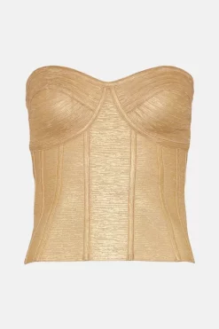 Cheap ๐ฅฐ Karen Millen Foiled Bandage Bustier Knit Top ๐ 10 Cheap ๐ฅฐ Karen Millen Foiled Bandage Bustier Knit Top ๐ -Occasionwear Popular Store bkk03652 gold xl 3
