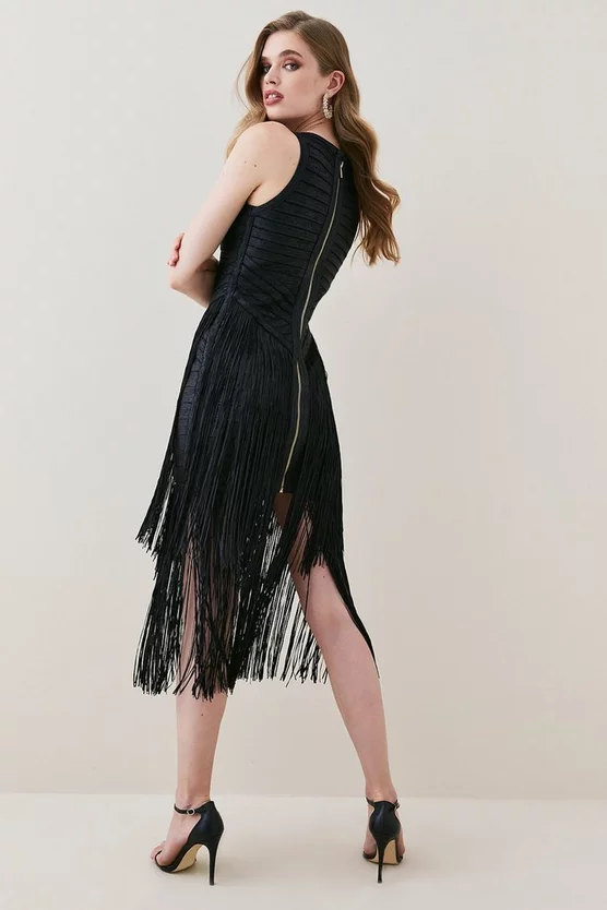 Best deal ๐ Karen Millen Foiled Bandage Knit Fringe Tiered Midi ๐ Dress ๐งจ 5 Best deal ๐ Karen Millen Foiled Bandage Knit Fringe Tiered Midi ๐ Dress ๐งจ - Image 3
