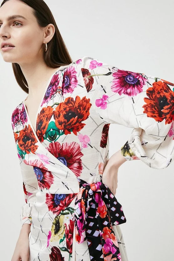 Budget โ Karen Millen Viscose Satin Mirrored Woven Midi Wrap ๐ Dress - floral ๐ฅ 4 Budget โ Karen Millen Viscose Satin Mirrored Woven Midi Wrap ๐ Dress - floral ๐ฅ - Image 2