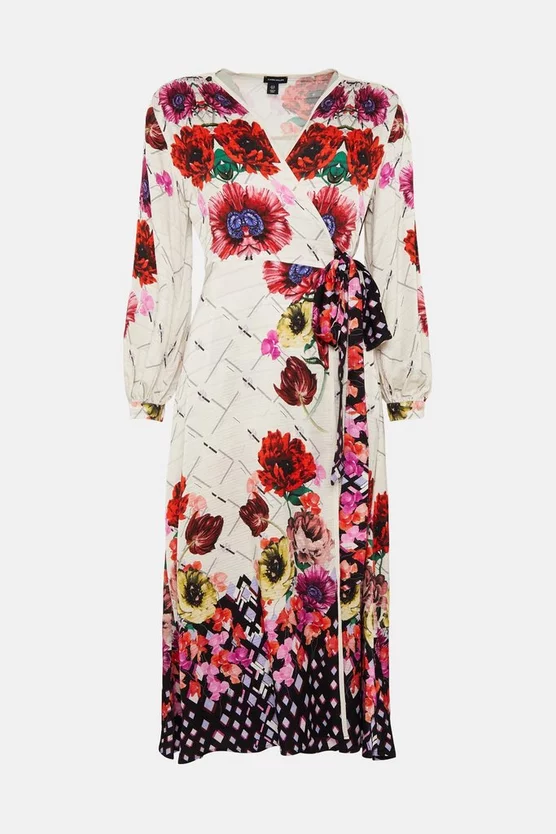 Budget โ Karen Millen Viscose Satin Mirrored Woven Midi Wrap ๐ Dress - floral ๐ฅ 6 Budget โ Karen Millen Viscose Satin Mirrored Woven Midi Wrap ๐ Dress - floral ๐ฅ - Image 4