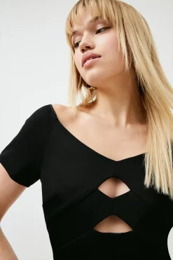 Promo ✨ Karen Millen Italian Structured Jersey Key Hole Midi 👗 Dress 💯