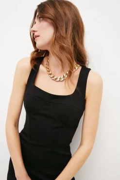 Wholesale 👏 Karen Millen Italian Structured Jersey Corset Detail Midi 👗 Dress 🌟 -Occasionwear Popular Store bkk03711 black xl 1
