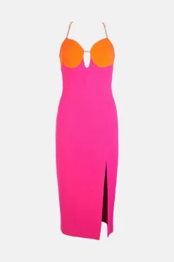 Coupon ✨ Karen Millen Compact Stretch Viscose Diamante Midi 👗 Dress - pink 🔔 -Occasionwear Popular Store bkk03811 pink xl 3