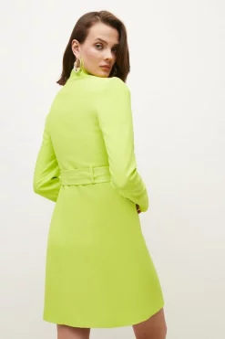 Brand new 🥰 Karen Millen Tuxedo Wrap Mini 👗 Dress - lime 👍 9 Brand new 🥰 Karen Millen Tuxedo Wrap Mini 👗 Dress - lime 👍 -Occasionwear Popular Store bkk03821 lime xl 2