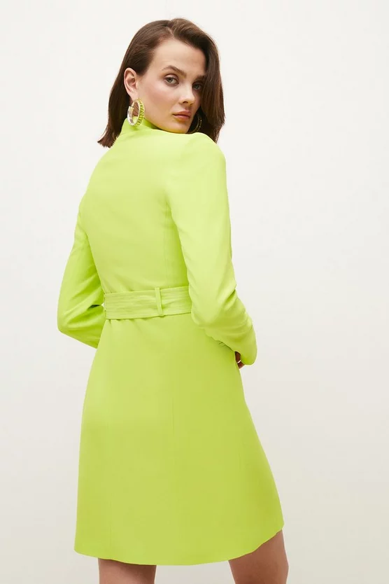 Brand new 🥰 Karen Millen Tuxedo Wrap Mini 👗 Dress - lime 👍 5 Brand new 🥰 Karen Millen Tuxedo Wrap Mini 👗 Dress - lime 👍 - Image 3