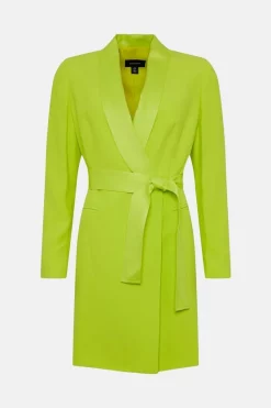 Brand new 🥰 Karen Millen Tuxedo Wrap Mini 👗 Dress - lime 👍 10 Brand new 🥰 Karen Millen Tuxedo Wrap Mini 👗 Dress - lime 👍 -Occasionwear Popular Store bkk03821 lime xl 3